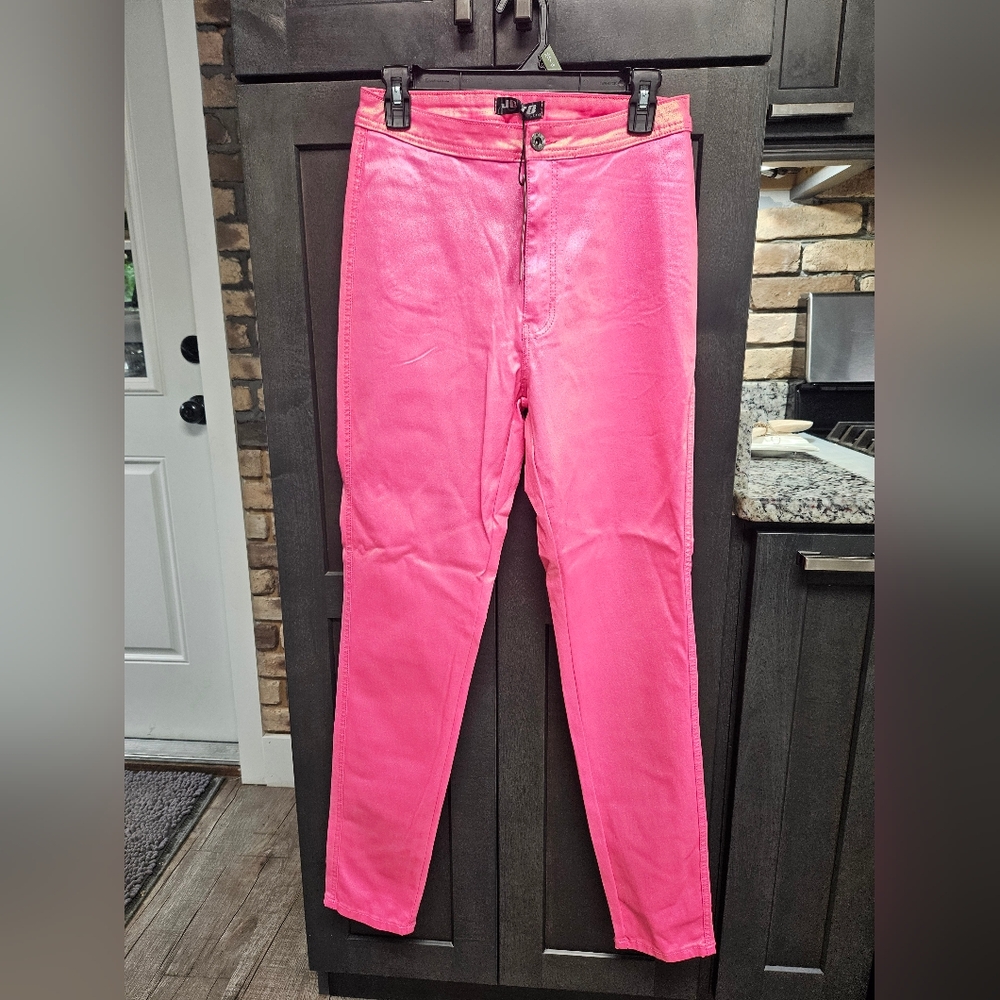 Metallic Pink skinny jeans XL